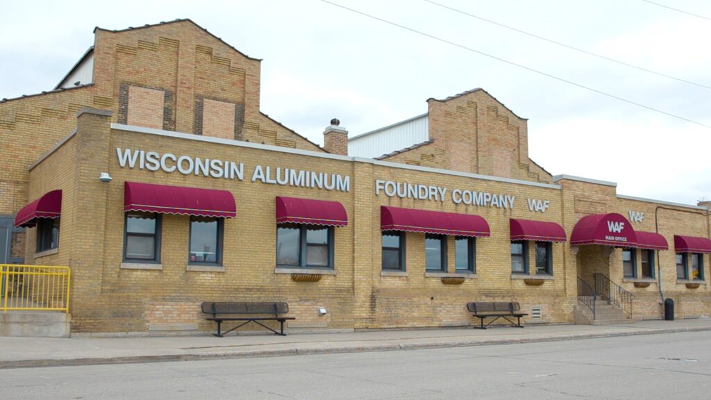 Wisconsin Aluminum Foundry main building in Manitowoc, Wisconsin.